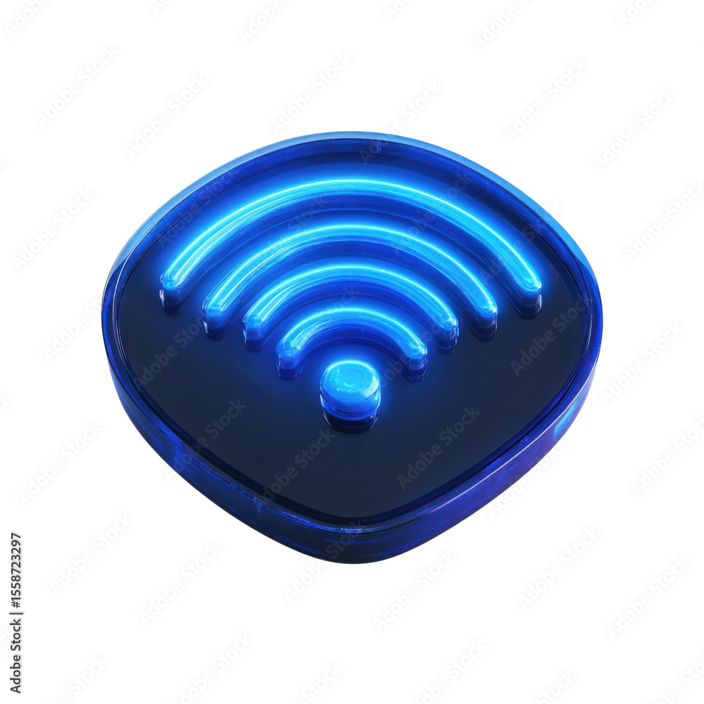 Poster blue wifi symbol icon connectivity wireless internet network signal on transparent background