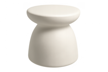 Modern beige stool isolated on transparent background, design furniture item