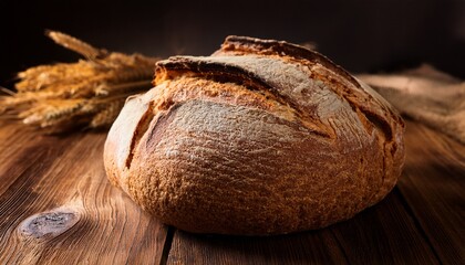 rustic farmhouse bread served on a wooden background