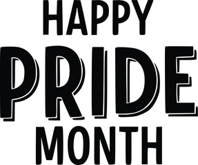 Bold black text spells out "Happy Pride Month" against a white background.