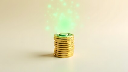 Symbolic visuals blending money, savings, and green energy with clean minimal style and soft lighting. AI-Generated!

