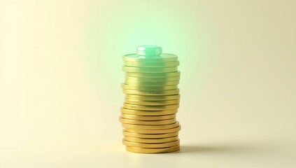 Symbolic visuals blending money, savings, and green energy with clean minimal style and soft lighting. AI-Generated!

