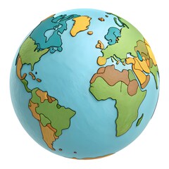 Global Perspective: This image showcases the world in a vibrant and simplified way, offering a fresh perspective on our planet's geography. A colorful globe, depicted in a simplified style.