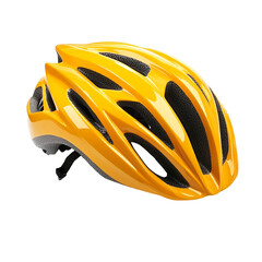 Fototapeta premium Bright yellow bicycle helmet safety gear cycling equipment sports head protection