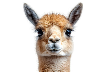 Obraz premium Llama portrait isolated on white background, cute animal character