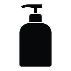 Liquid soap dispenser bottle silhouette vector icon. Pump container for hand sanitizer, lotion, shampoo, or cosmetic gel. Isolated illustration.
