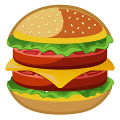 Beef burger cutaway showing meat patty texture in vector style, white background