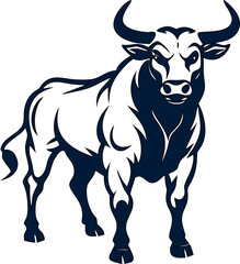 Minimal line art bull icon vector. Perfect for stock market, strength, and zodiac themes.