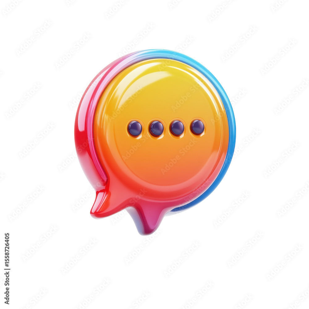 Aufkleber colorful speech bubble icon graphic with dots pending message notification on transparent background