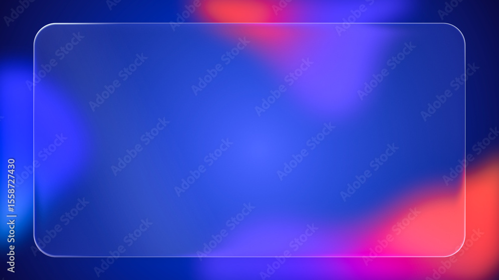 Aufkleber transparent rounded rectangle liquid glass frame background, realistic glassmorphism user interface,