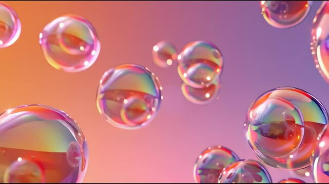 4k video of soap bubbles on a pink background flying around on a pink texture wallpaper background