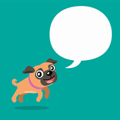 Vector cartoon character cute bug dog with speech bubble