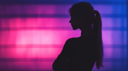 Teenage Girl Silhouette. Meditating in Solitude with Arms Crossed