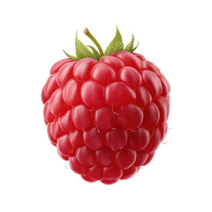 Fresh and Juicy Raspberry Isolated on White Background with Green Leaves and Bright Red Color for Healthy Food Concepts Transparent background or png
