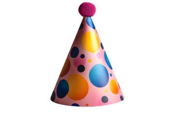 Paper party hat with elastic string isolated on white background