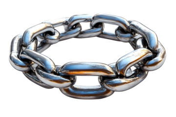 Paperclip chain in silver metal isolated on white background