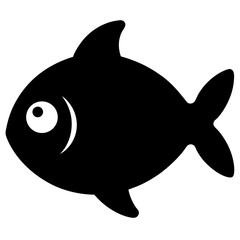 A rounded fish with a single white eye spot vector icon on white background.