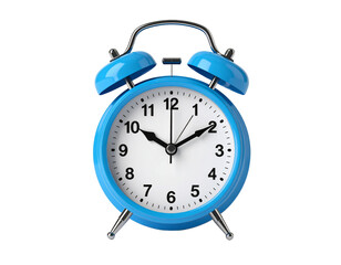 Minimalistic 3D Alarm Clock in Soft Blue Color on White Background PNG
