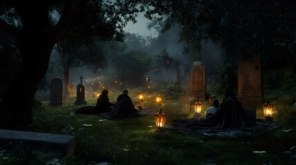 Cemetery Picnic Blankets Between Headstones 75C386E3 D7A9