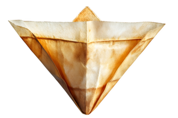 Plain white coffee filter cone unfolded isolated on white background