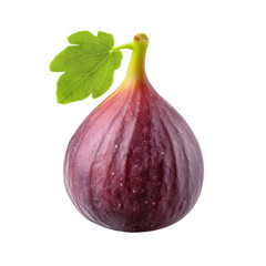 Fresh juicy fig with green leaf isolated on white background showcasing natural texture and vibrant color for food photography Transparent background or png