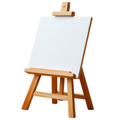 Wooden easel with blank white canvas ready for painting art supplies studio