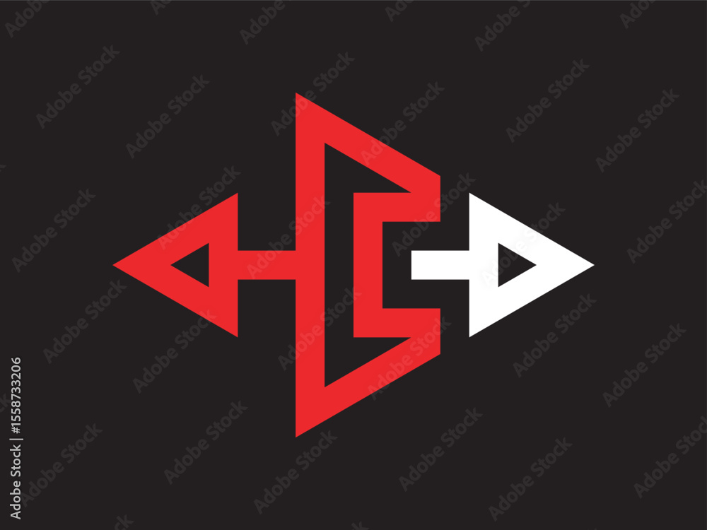 Poster geometric abstract h and c letter logo with arrow design element