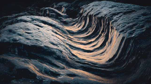 Glowing sedimentary rock layers pulsing with ancient energy, revealing Earth's geological history.
