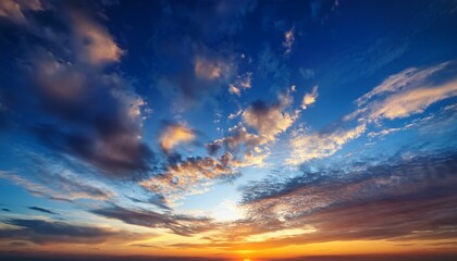 Fototapeta premium dramatic blue sky and orange sunrise or sunset