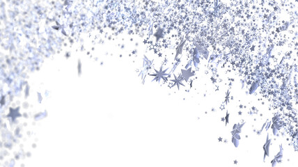 Sparkling silver stars burst across a white background. Perfect for celebrations, holidays, or festive designs.