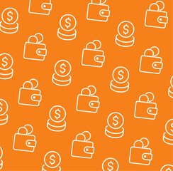 Orange Flat Style Financial Pattern Savings and Currency Motif