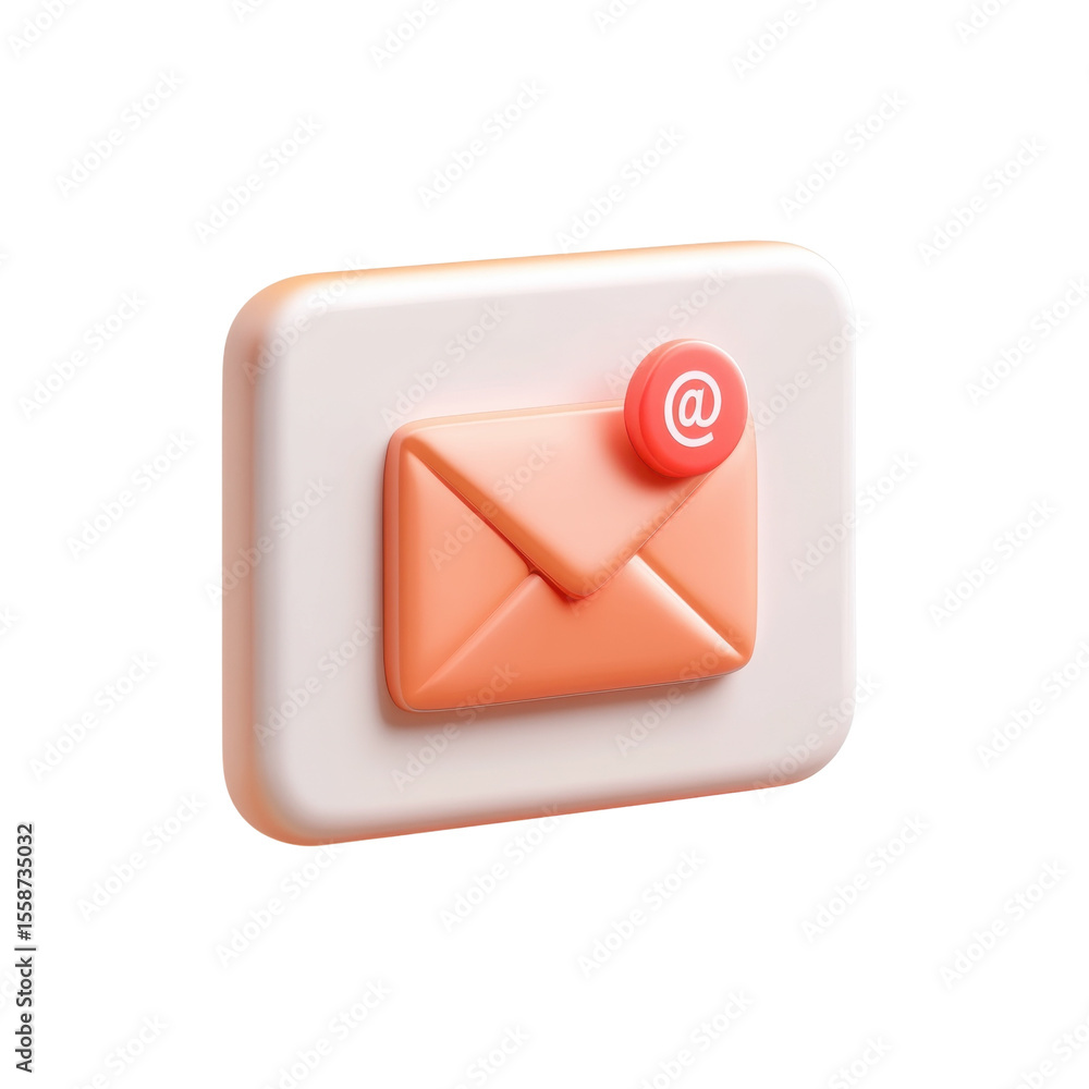 Aufkleber New Email Notification Icon 3D Render Inbox Message Alert Design Mail on transparent background
