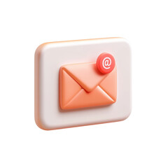 New Email Notification Icon 3D Render Inbox Message Alert Design Mail on transparent background
