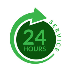24 Hours service badge vector illustration
