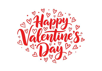 Happy Valentine's Day Modern Typography with Hearts