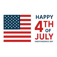 American flag with stars and stripes next to happy fourth of july independence day text art