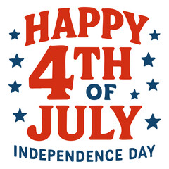 Happy fourth of july independence day greeting with red and blue stars decoration text art
