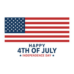 Illustration of the american flag with stars and stripes and happy th of july independence day text