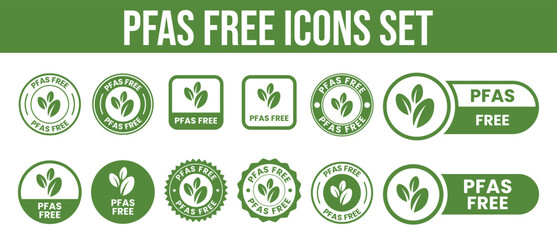 PFAS Free circle logo badge design. Suitable for information and product label, PFAS Free icon set. PFAS Free logo, label, badge, symbol, emblem, stamp, black, line, vector .