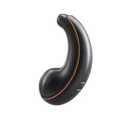 Stylish black earbud design with orange accent line wireless headphone on transparent background