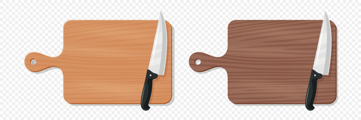 Vector Wooden Cutting Board with Meat Cleaver. Cartoon Kitchen Chopping Board for Food Preparation. Butcher Knife for Meat Cutting. Kitchenware for Cooking, Culinary Tool for Restaurants