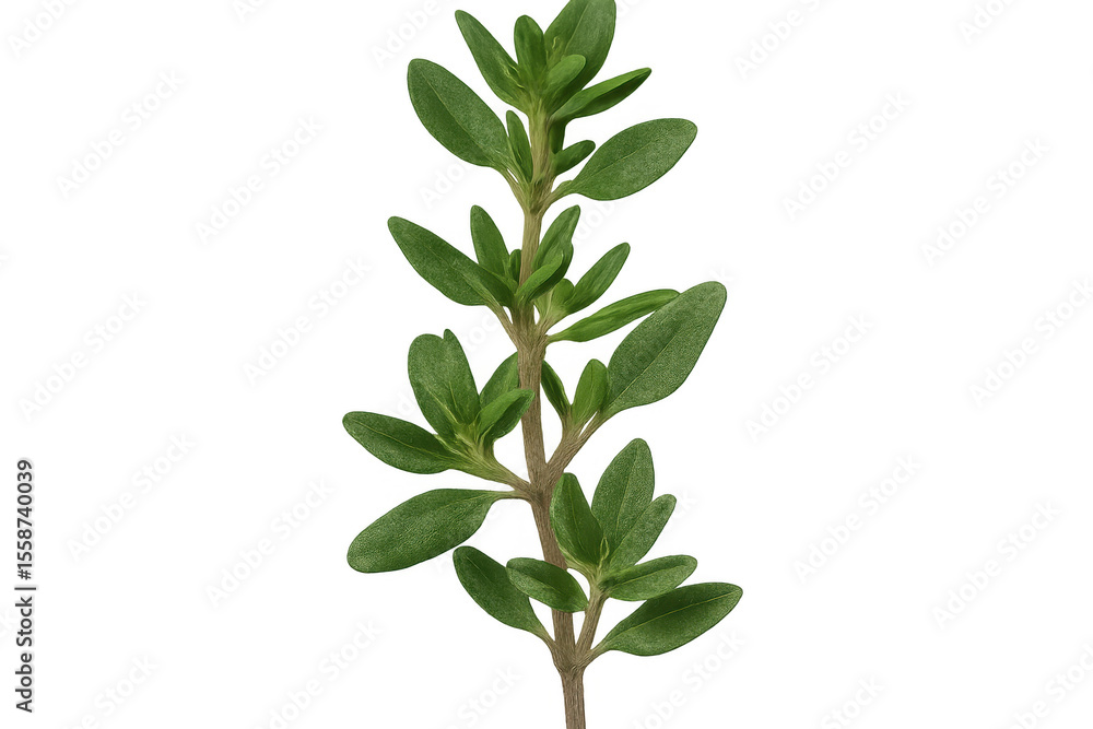 Poster sprig of fresh thyme isolated on transparent background, ready for use in culinary or design project