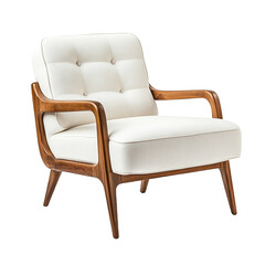 Mid century modern armchair off white upholstery wooden frame stylish comfortable furniture design home decor