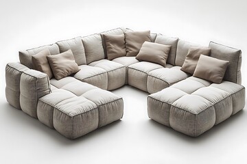 Fototapeta premium Large modular sectional sofa with cushions high resolution picture