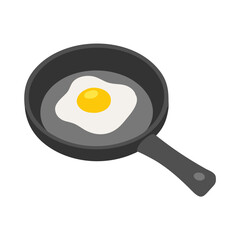 Fried egg in a frying pan isolated on transparent background