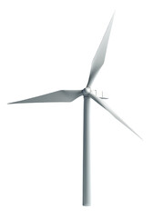 White wind turbine generates clean renewable power for sustainable future