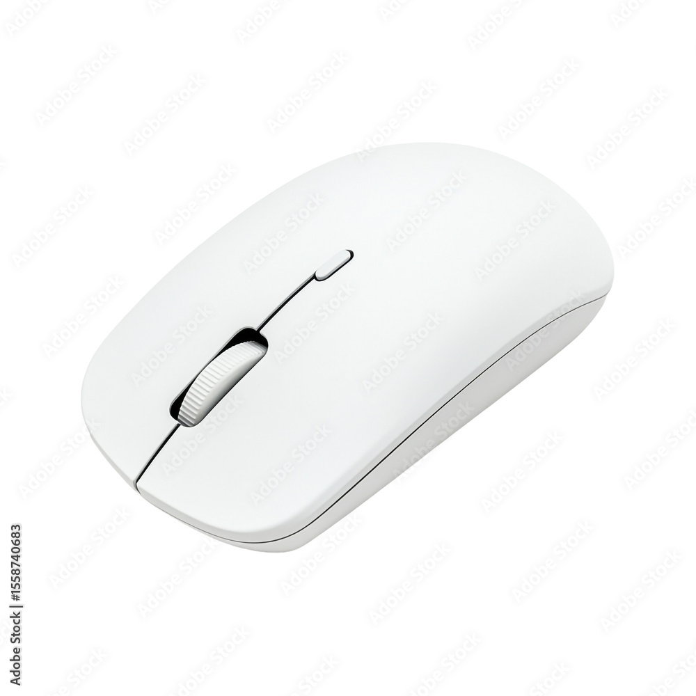 Poster white wireless computer mouse isolated on black background simple design ergonomic shape