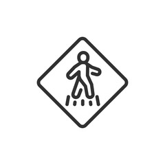 Pedestrian crossing sign, linear icon. Walk zone, safety or traffic caution. Line with editable stroke.