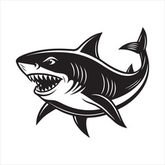 Fototapeta premium Shark Silhouette vector illustration logo sticker icon