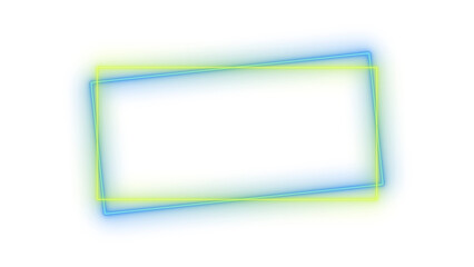 Abstract Neon rectangle frame and mix two frames with luminous neon rectangle frame, blue and yellow blend, modern translation background